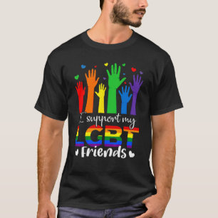 T-shirt Je soutiens mes amis LGBT Gay pride LGBTQ Arc-en-c