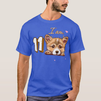 T-shirt Je suis 11 Corgi Cadeau pour 11e cadeau de fan ann