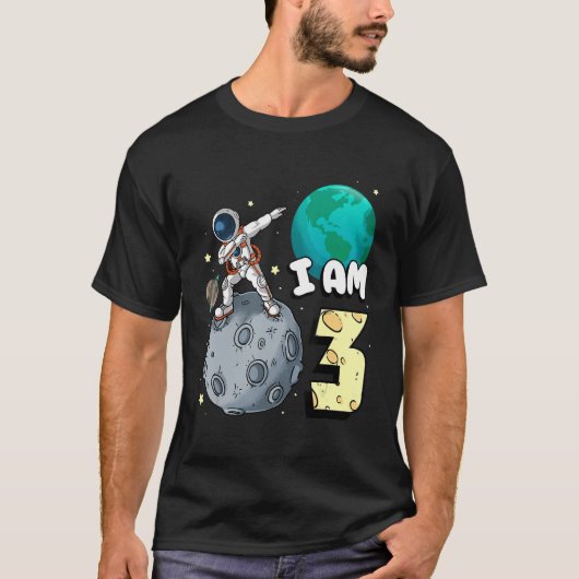 T-shirt Je suis 3 astronaute spatiale Kid Moon Walker 3e a (Devant)