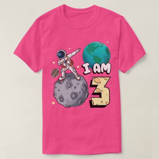 T-shirt Je suis 3 astronaute spatiale Kid Moon Walker 3e a (Design devant)