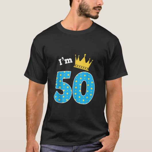 T-shirt Je suis 50e anniversaire mignon thème roi 50 ans B (Devant)