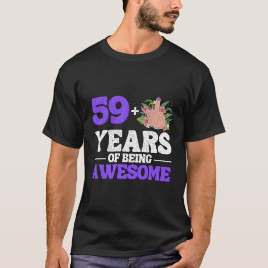 T-shirt Je Suis 59 Plus 1 Doigt Moyen Pour Un 60E Annivers (Devant)