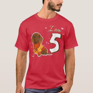 T-shirt Je suis 5 Anniversaire mignon Dachshund Dog Fan ca