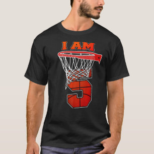 T-shirt Je suis 5 Basketball Thème Fête d'anniversaire