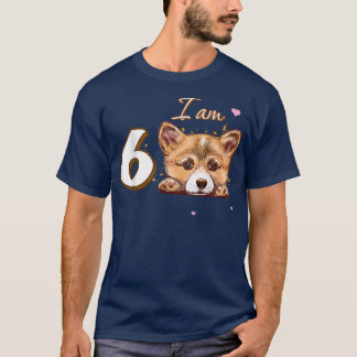 T-shirt Je suis 6 Corgi cadeau pour 6e anniversaire cadeau