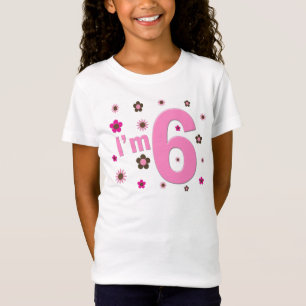 T-Shirt Je suis 6 fleurs de rose et de brun