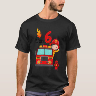 T-shirt Je suis 6e anniversaire Boy Fire Engine Truck Todd