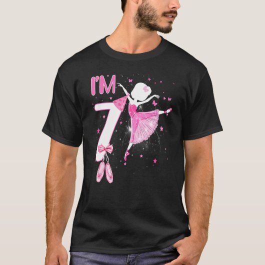 T-shirt Je suis 7e anniversaire Ballerina Anniversaire dan (Devant)