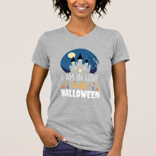 T-shirt Je suis amoureux du château hanté d'Halloween_1