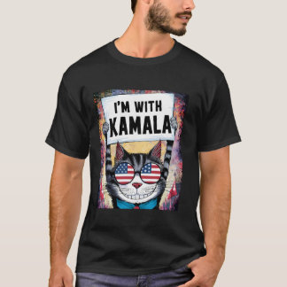 T-shirt Je suis avec Kamala Harris Walz 2024 Chat Ladies H