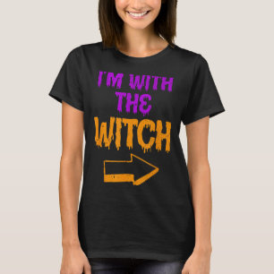 T-shirt Je suis avec la sorcière Drôle d'Halloween Couple