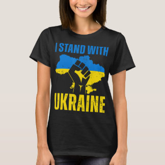 T-shirt Je Suis Avec L'Ukraine Le Drapeau Ukrainien Monte 