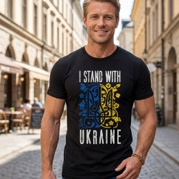 T-shirt Je suis avec l'Ukraine. Trident de l'Ukraine.