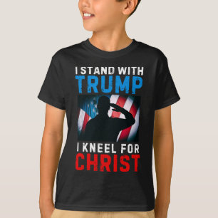 T-shirt Je suis avec Trump est mon président agenouillez-v