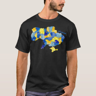 T-shirt Je Suis Avec Ukraine Carte Ukrainienne Aquarelle S