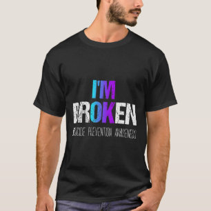 T-shirt Je suis cassé Turquoise et violet Ribbon Suicide P