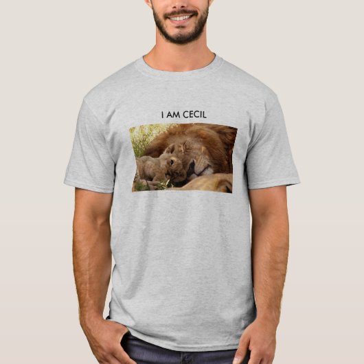 T-shirt Je suis Cecil le lion avec son petit (Devant)