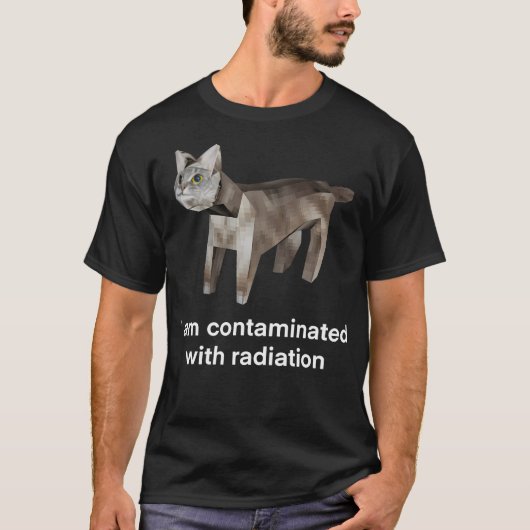 T-shirt Je Suis Contaminé Par La Radiation Drôle Chat Iron (Devant)