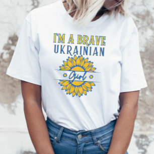 T-shirt Je suis courageuse Ukrainienne Fille de Tournesol