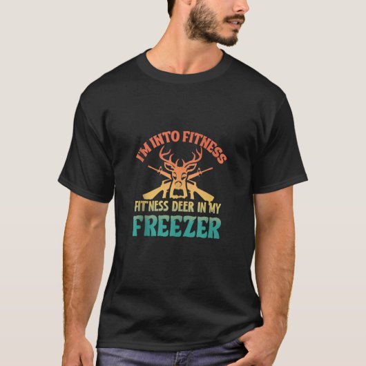 T-shirt Je suis dans Fitness Deer Freezer Retro Hunter Pap (Devant)
