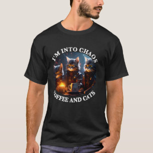 T-shirt Je suis dans le café et les chats Chaos Drôle de f