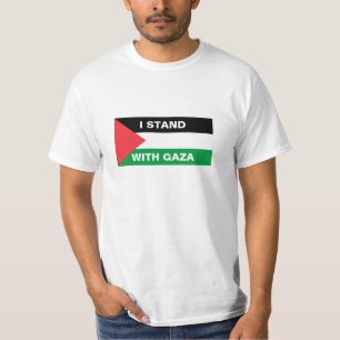 T-shirt Je suis debout avec Gaza texte personnalisé drapea
