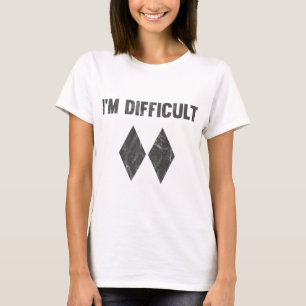 T-shirt Je suis difficile double diamant noir ski snowboar
