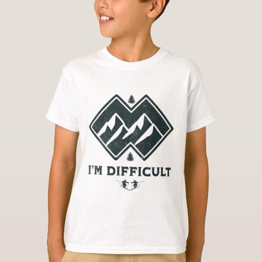 T-shirt Je suis difficile Double Diamants Noirs Drôle Ski (Devant)