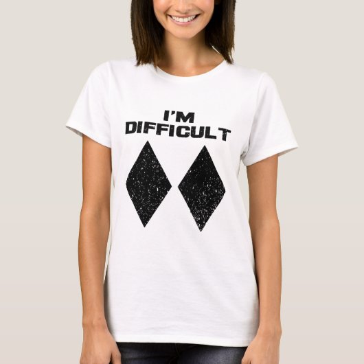 T-shirt Je suis difficile Funny Double Diamants Noirs Ski (Devant)