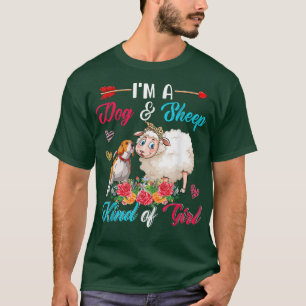 T-shirt Je suis Drôle Chien Et Mouton Genre De Fille Agric