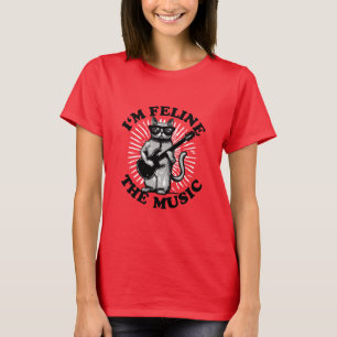 T-shirt Je suis Feline La Musique   Chat Joueur de guitare