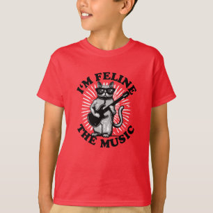 T-shirt Je suis Feline La Musique Chat Joueur de guitare