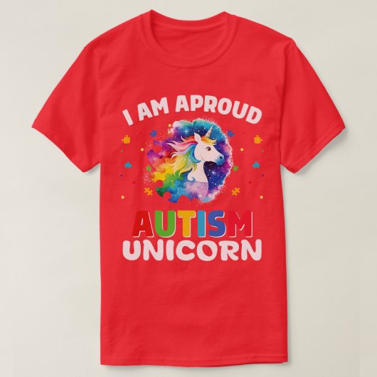 T-shirt je suis fière autisme licorne (Design devant)