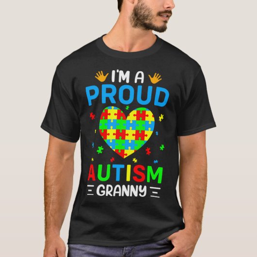 T-shirt Je Suis Fière De L'Autisme Granny Sensibilisation  (Devant)