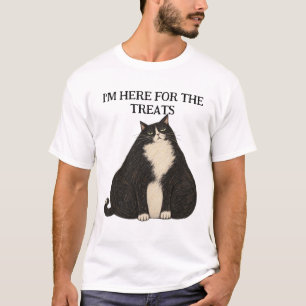 T-SHIRT JE SUIS ICI POUR LES FRIANDISES CHAT SMOKING