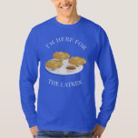 T-shirt Je suis ici pour les Latkes Cartoon Characters<br><div class="desc">Un sweat - shirt à capuche qui vous permet d’admettre que vous êtes là pour les latkes. Le reste de votre fête Hanoukka,  bien sûr. Mais... aussi les latkes. Je suis ici pour le t-shirt Latkes Cartoon Characters Sweetsham Food Art | ©Melissa Patton - Concepteur/Illustrateur</div>