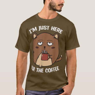 T-shirt Je suis ici pour l'humeur du café de chat endormi