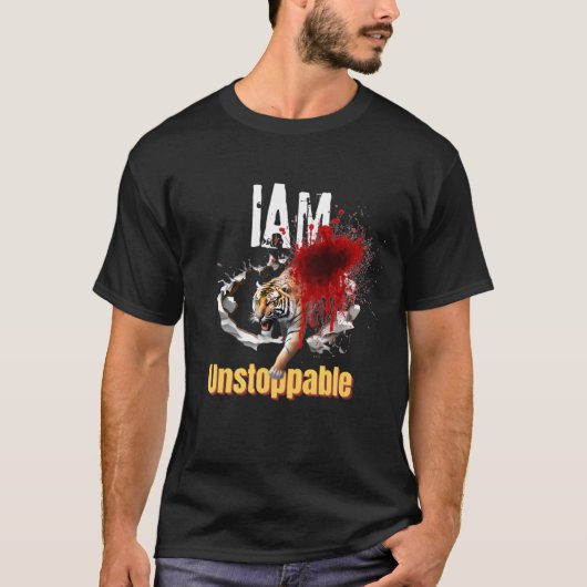 T-shirt Je Suis Instoppable Tiger Percée Bloody Graphisme (Devant)