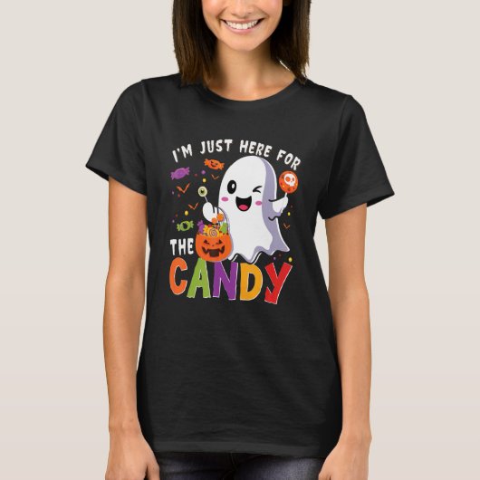 T-shirt Je suis juste ici pour le Candy mignon fantôme Hal (Devant)
