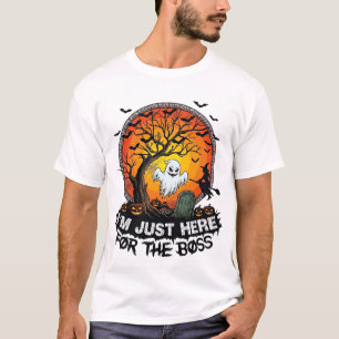 T-shirt Je suis juste là patron Halloween Fantôme Sorcière