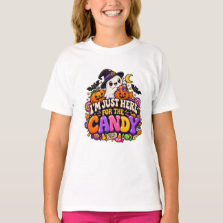 T-shirt Je suis juste là pour les bonbons, joli fantôme d'