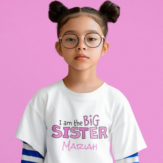 T-Shirt Je suis la Grande Soeur Whimsical Pink Modern