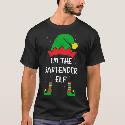 T-shirt Je suis Le Bartender Elf Drôle Noël Bartending B (Devant)