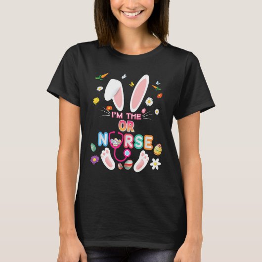 T-shirt Je suis le ou l'infirmière Bunny Jour de Pâques OE (Devant)