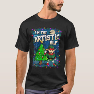 T-shirt Je suis L'Elfe Artistique Arbre de Noël Père Noël 