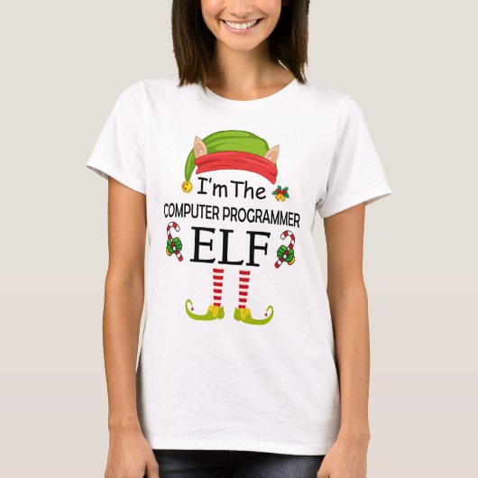 T-shirt Je suis l'elfe programmeur informatique (Devant)