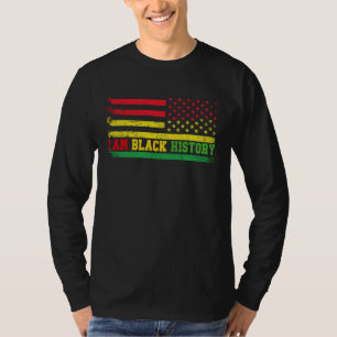 T-shirt JE SUIS L'HISTOIRE NOIRE Drapeau américain Vintage
