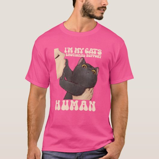 T-shirt Je suis My Cat's Human's Emotional Support Cute Ca (Devant)
