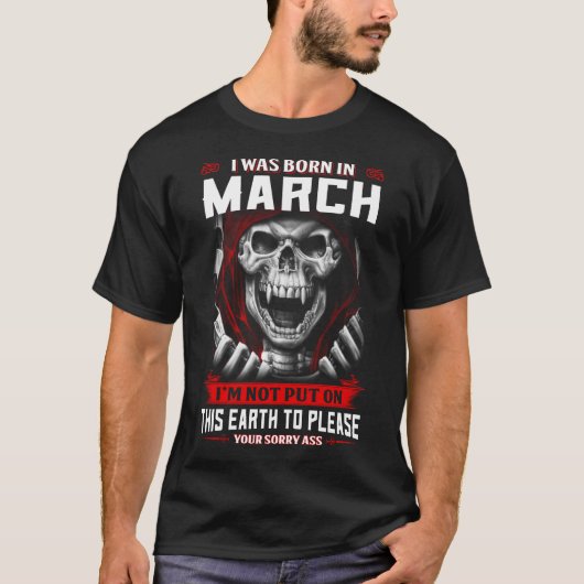 T-shirt Je Suis Né En Mars (Devant)