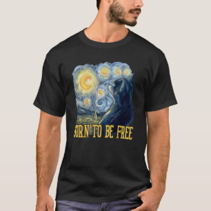 T-shirt Je suis né pour être un chat animal domestique lib